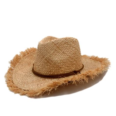 Fashion Men jazz hat Cowboys Straw Hats Best Mens Western Nature Raffia ...