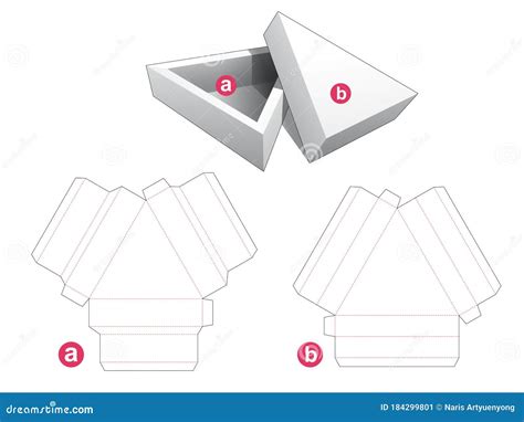 Caja De Embalaje Triangular Y Plantilla De Corte De Trozos De Tapa