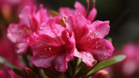 Gambar Azalea Merah Muda Mekar Penuh Closeup Azalea Foto Fotografi Hd