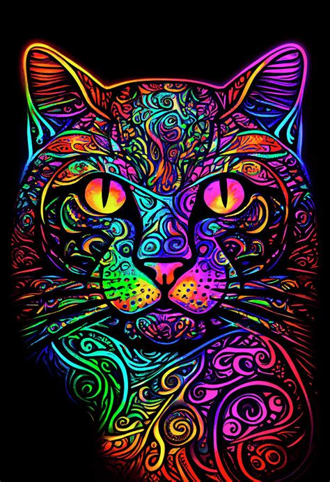 Colorful Cat Digital Art By Angie Tirado Fine Art America