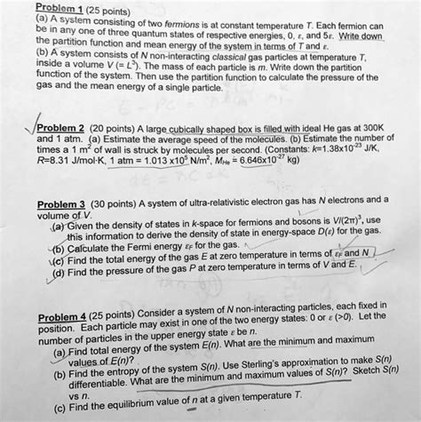 SOLVED Problem 1 25 Points A A System Consisting Of Two Fermions Is