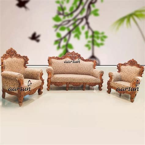 Handcrafted wooden 5 Seat Sofa in Natural Finish - Aarsun