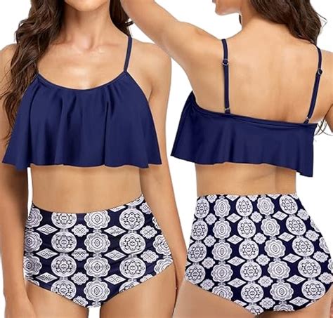 STRÓJ KĄPIELOWY BIKINI FALBANKA WYSOKI STAN MAJTEK WYSZCZUPLAJACY XL 5903624796173 Cena