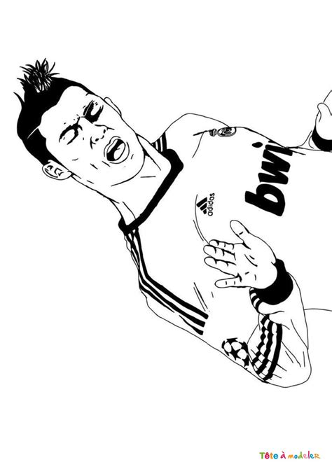 Coloriage de Ronaldo réaliste à imprimer avec Tête à modeler