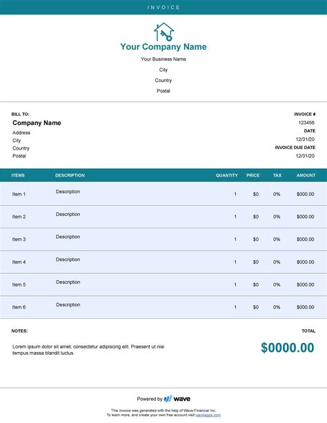 Rent Invoice Template Free Download