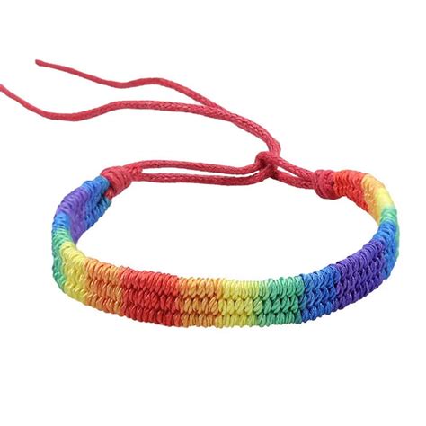 HIJONES Rainbow LGBT Pride Bracelet For Lesbian Gay Bisexual Adjustable Braided Bracelet