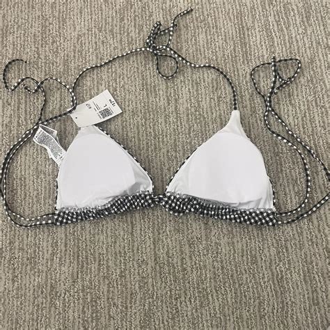 Black And White Triangle Bikini Top Size Large Never Depop