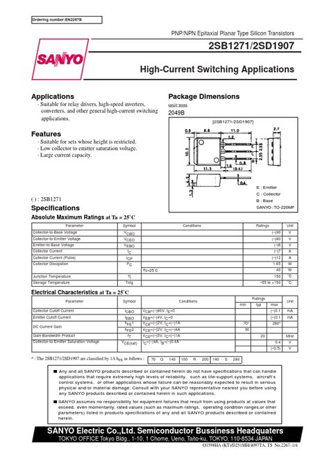 2SD1907 Transistors Datasheet Distribuidor Stock Y Mejor Precio