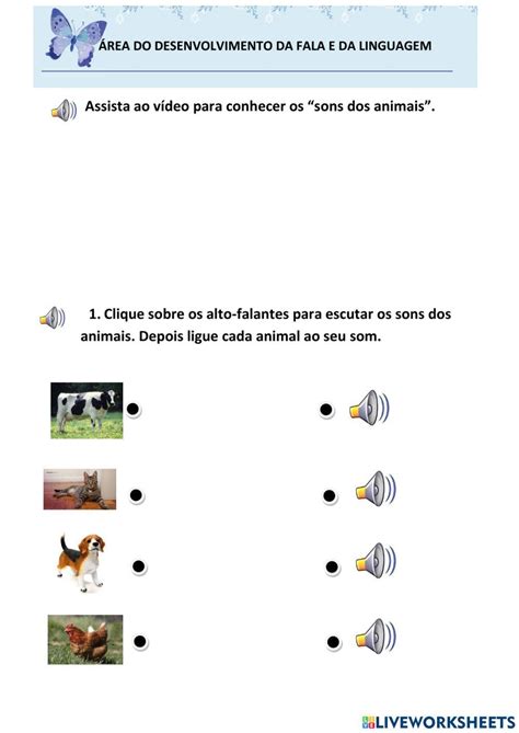 Os Sons Dos Animais Interactive Worksheet Live Worksheets