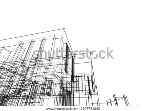 Modern House Architectural Drawing Vector Illustration Stock Vector ...