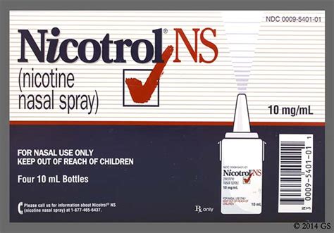 Nicotrol Ns 05mgactuation Nasal Spray 4 Btls 10 Ml 136141