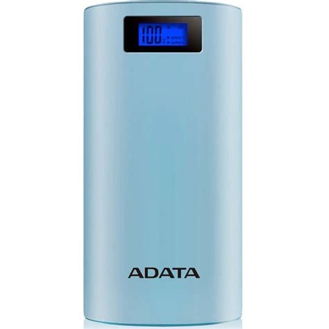 Batería Adata P20000D 20000mAh Azul Celeste USB Power Bank Cargador