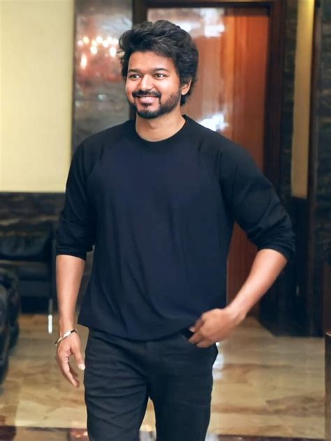 Thalapathy Vijay Handsome Look In Black T Shirt Vijay Images Hd