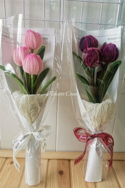 Pink And Red Tulip Bouquet Small Tulips Bouquets Made With Pipe