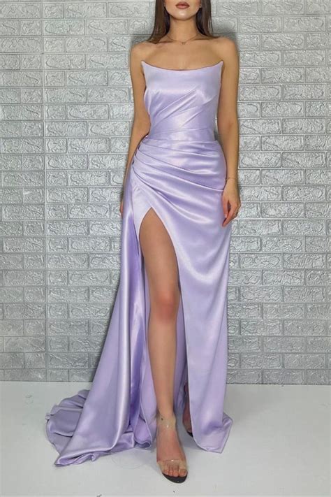 Daisda Purple Sleeveless Mermaid Prom Dress With Split