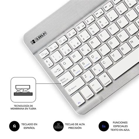 Subblim Teclado Smart Bluetooth Silver Argento Bianco Qwerty Spagnolo