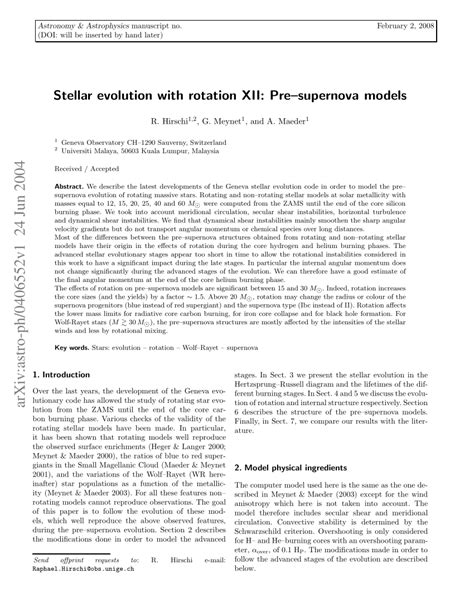 Pdf Stellar Evolution With Rotation Xii Pre Supernova Models