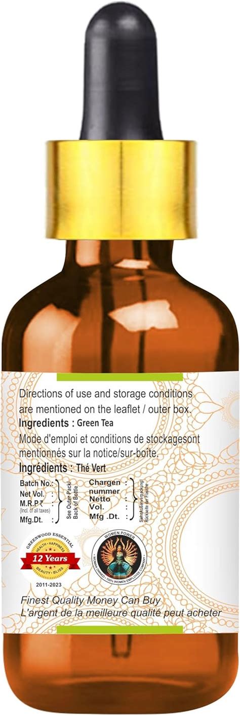 Greenwood Essential Aceite de té verde puro Camellia sinensis con