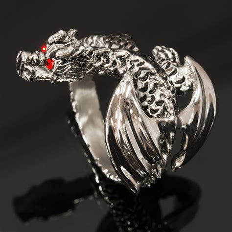 Anillo de Acero Inoxidable Dragón con Alas Anillos Anillos para