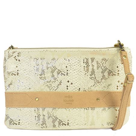 Mila Louise Nina Ep Effet Reptile Sac Et Pochette Nude