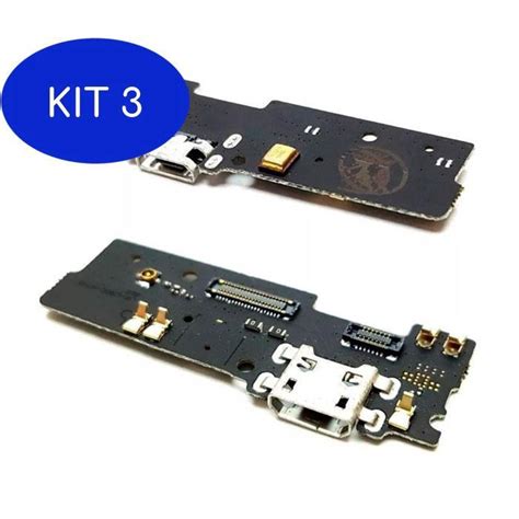 Kit 3 Conector De Carga Dock Placa Microfone Moto E4 Plus Xt1770