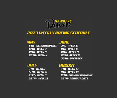 2023 Weekly Racing Schedule at Hawkeye Downs | Hawkeye Downs