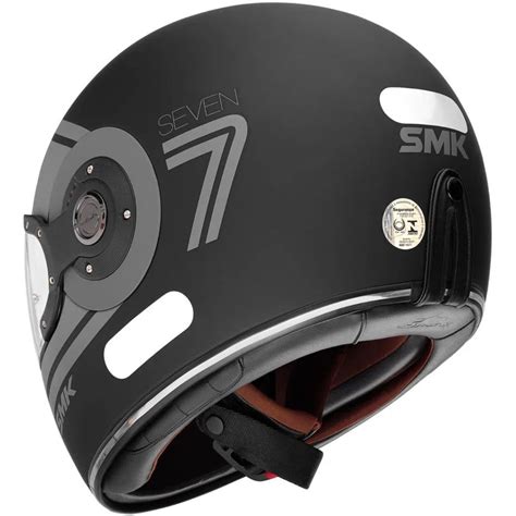 Capacete SMK Retro Seven Preto Cinza Fosco Grid Motors