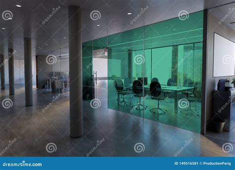 Glass Office Room Wall Mockup 3d Rendering Stock Illustration Illustration Of City Office