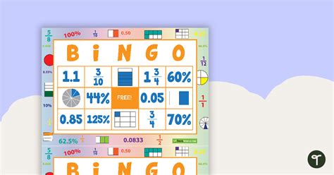 Fraction Decimal And Percentage Bingo Teach Starter