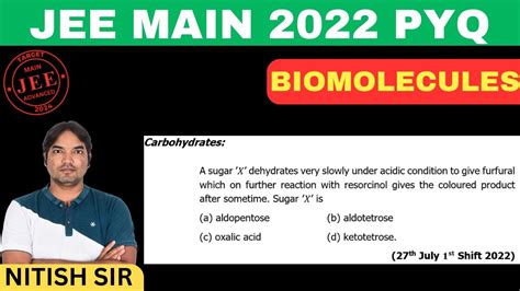 Th July Jee Mains Morning Shift Pyqs Biomolecules