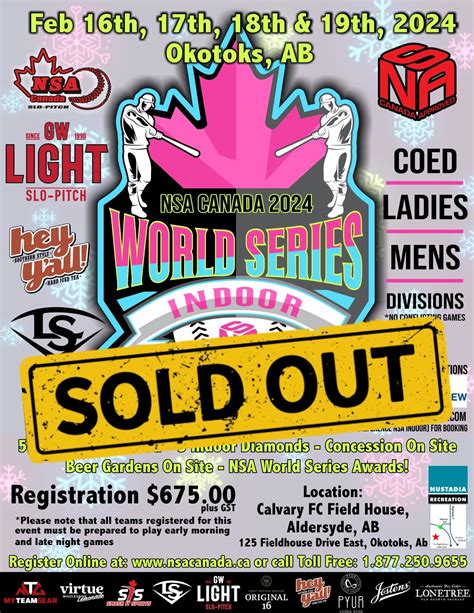 NSA Canada Indoor World Series Championships - Feb. 16-19, 2024 - NSA