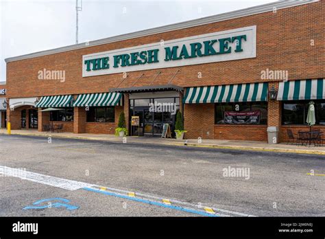 Fresh Market grocery store front exterior entrance with sign and signage in Montgomery Alabama ...