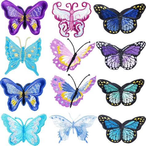 12 Pcs Butterfly Patch Sew On Pagow Butterfly Embroidered Iron On Patches Iron Sew