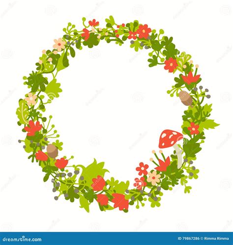 Wreath With Forest Vector Elements Botanical And Flowers Stock Vector