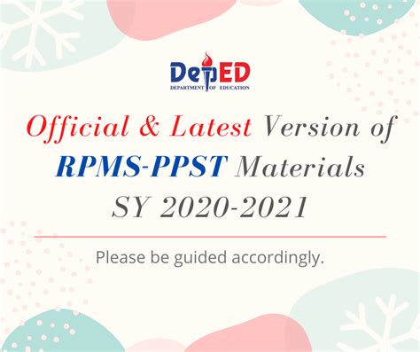 RPMS PPST Materials For SY 2020 2021 Educators Files