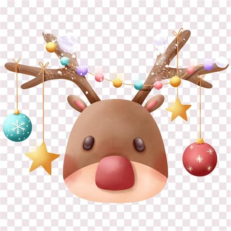 Premium PSD Cute Christmas Reindeer Face Illustration