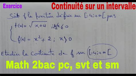 Continuite Dune Fonction Sur Un Intervalle Math De Bac Pc Svt Et Sm