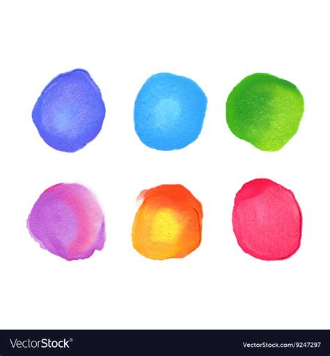 Set Of Rainbow Watercolor Circles Stains Vector Image