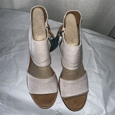 Toms Majorca Cutout Natural Yarn Dye Block Heel Sandals Womens Size