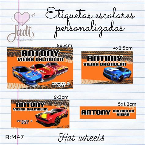 Arquivos Digitais Etiquetas Escolares Hot Wheels Elo