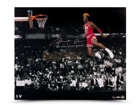 Michael Jordan Signed Bulls 88 Slam Dunk Champ Le 20x24 Embossed