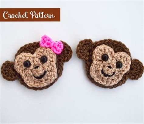 Monkey Applique Crochet Pattern Crochet Monkey Animals