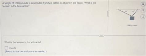 Solved A Weight Of Pounds Is Suspended From Two Cables Chegg