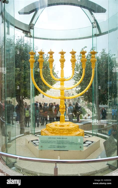 Replica Of The Golden Temple Menorah Jerusalem Israel Stock Photo Alamy