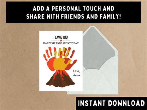 Grandparents Day Volcano Handprint Craft I Lava You Printable Diy