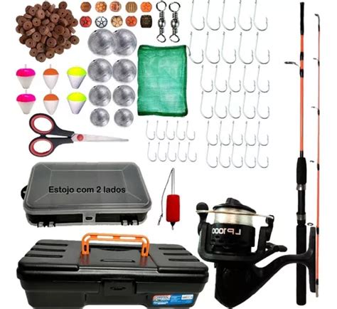 Kit De Pesca Completo Vara Molinete Maleta Isca Pronto Frete grátis