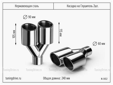 Купить Насадка на Глушитель двойная пара хром по цене 7744.00 р. в С ...