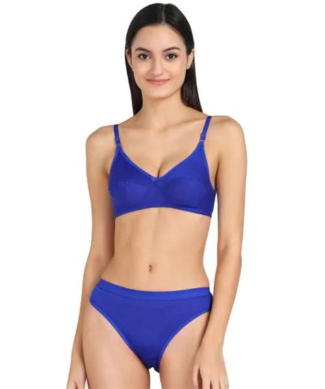 Buy PIBU Women Cotton Bra Panty Set For Lingerie Set Pack Of 1 Color Blue Online At