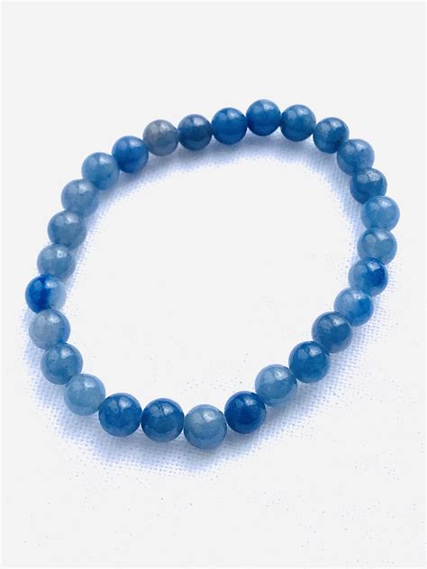 Tumbled Stone Bracelets Wholesale Blue Quartz 6mm Round Bead Bracelet