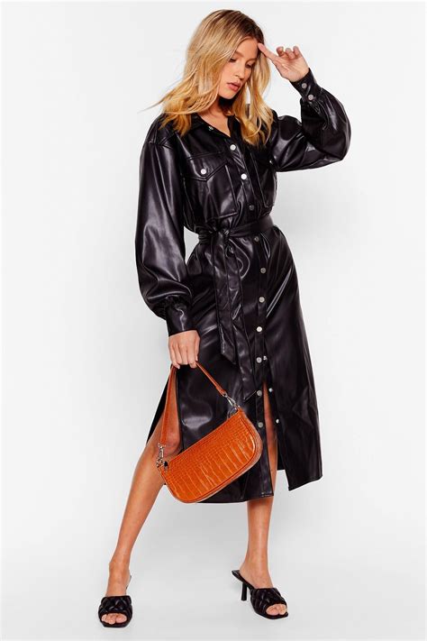 Another Wont Shirt Faux Leather Midi Dress Leather Midi Dress